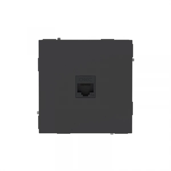 Розетка компьютерная 1-м KANT RJ45 кат.5E без шторки черн. уголь DKC 7012663 ТехноИмпульс
