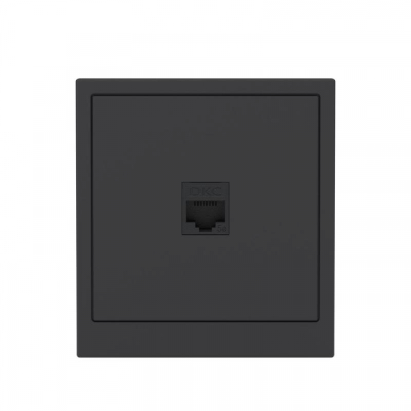 Розетка компьютерная 1-м KANT RJ45 кат.5E без шторки черн. уголь DKC 7012663 ТехноИмпульс