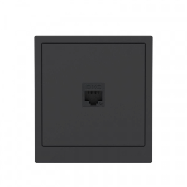 Розетка компьютерная 1-м KANT RJ45 кат.5E без шторки черн. уголь DKC 7012663 ТехноИмпульс
