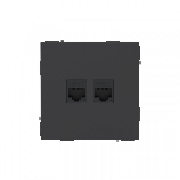 Розетка компьютерная 2-м KANT RJ45 кат.5E без шторки черн. уголь DKC 7012664 ТехноИмпульс