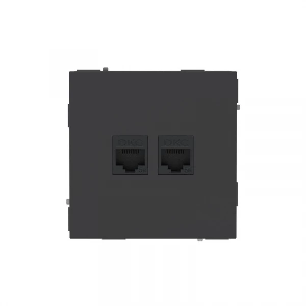 Розетка компьютерная 2-м KANT RJ45 кат.5E без шторки черн. уголь DKC 7012664 ТехноИмпульс