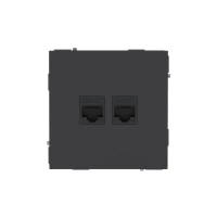 Розетка компьютерная 2-м KANT RJ45 кат.5E без шторки черн. уголь DKC 7012664 ТехноИмпульс