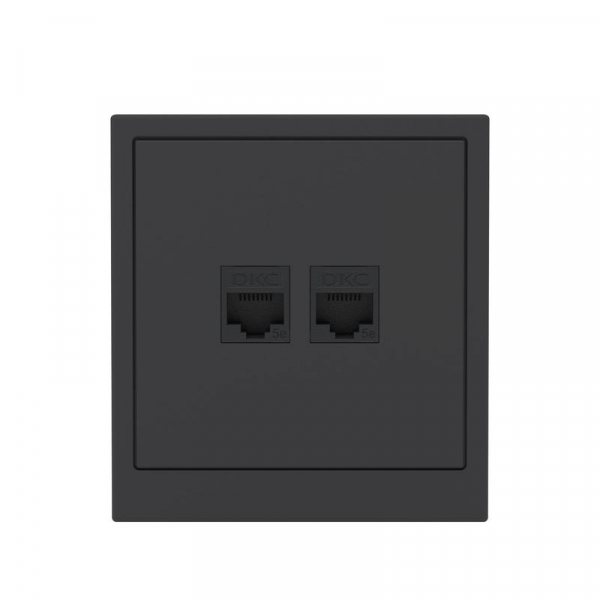 Розетка компьютерная 2-м KANT RJ45 кат.5E без шторки черн. уголь DKC 7012664 ТехноИмпульс