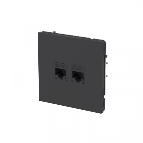 Розетка компьютерная 2-м KANT RJ45 кат.5E без шторки черн. уголь DKC 7012664 ТехноИмпульс