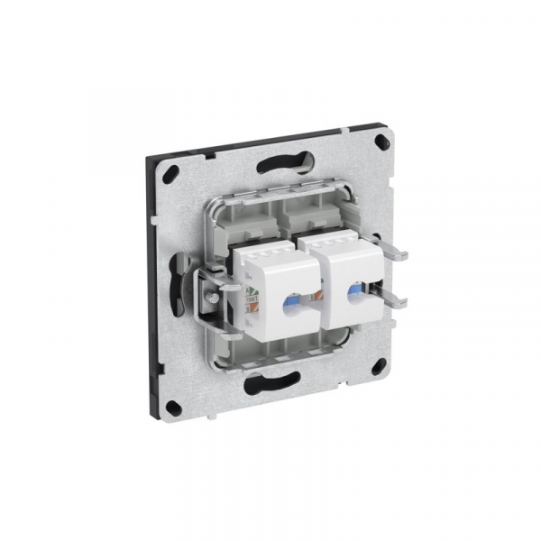 Розетка компьютерная 2-м KANT RJ45 кат.5E без шторки черн. уголь DKC 7012664 ТехноИмпульс