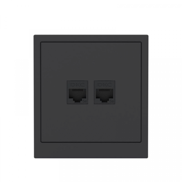 Розетка компьютерная 2-м KANT RJ45 кат.5E без шторки черн. уголь DKC 7012664 ТехноИмпульс