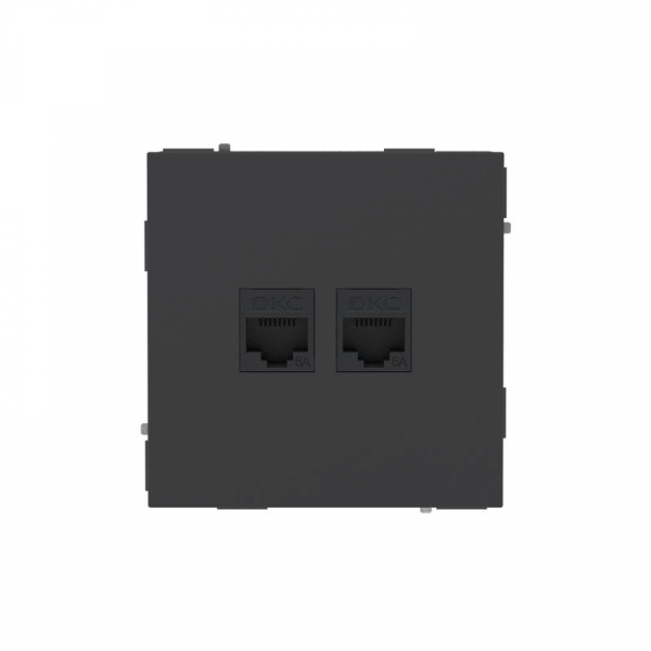 Розетка компьютерная 2-м KANT RJ45 кат.6A без шторки черн. уголь DKC 7012674 ТехноИмпульс
