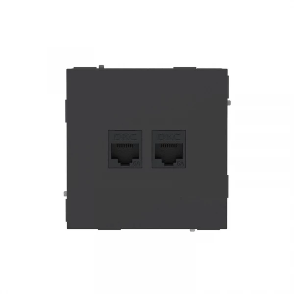Розетка компьютерная 2-м KANT RJ45 кат.6A без шторки черн. уголь DKC 7012674 ТехноИмпульс
