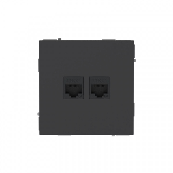 Розетка компьютерная 2-м KANT RJ45 кат.6A без шторки черн. уголь DKC 7012674 ТехноИмпульс