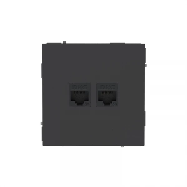Розетка компьютерная 2-м KANT RJ45 кат.6A без шторки черн. уголь DKC 7012674 ТехноИмпульс