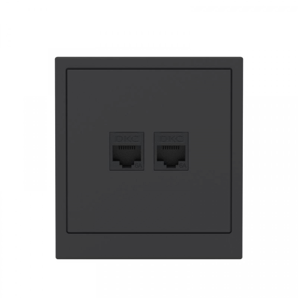 Розетка компьютерная 2-м KANT RJ45 кат.6A без шторки черн. уголь DKC 7012674 ТехноИмпульс