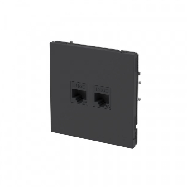 Розетка компьютерная 2-м KANT RJ45 кат.6A без шторки черн. уголь DKC 7012674 ТехноИмпульс