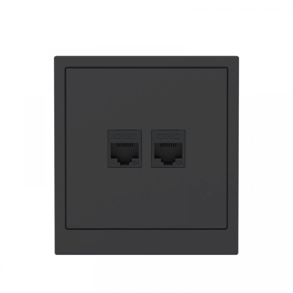 Розетка компьютерная 2-м KANT RJ45 кат.6A без шторки черн. уголь DKC 7012674 ТехноИмпульс