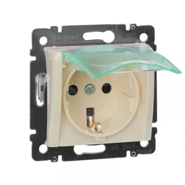 Розетка 1-м СП Valena 16А IP44 2P+E защ. шторки с крышкой немецк. стандарт механизм сл. кость IEK 774120 ТехноИмпульс
