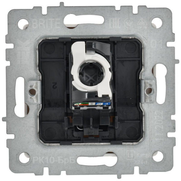 Розетка компьютерная Brite RJ45 кат.5E РК10-БрБ механизм бел. IEK BR-K10-1-K01-PRO ТехноИмпульс