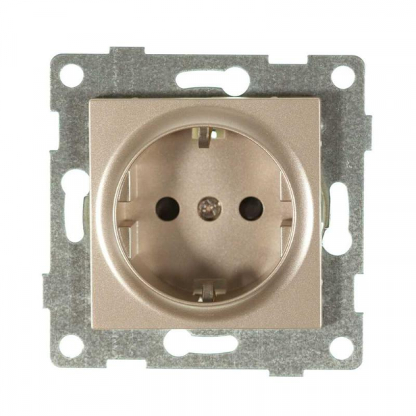 Механизм розетки 1-местн. с/з с з/ш СП Ugra 16А IP20 250В шампань GUSI С11Р4-027 ТехноИмпульс