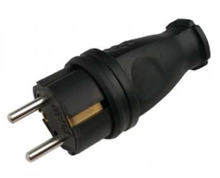 Вилка прямая с з/к каучук 16А IP44 черн. 9210 IN HOME 4690612010236 ТехноИмпульс