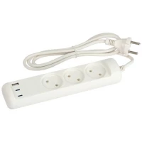 Удлинитель электрический U-3-1.5m-USB-W 3 розетки + 3xUSB A+C 1.5м 10А бел. Эра Б0069075 ТехноИмпульс