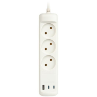Удлинитель электрический U-3-1.5m-USB-W 3 розетки + 3xUSB A+C 1.5м 10А бел. Эра Б0069075 ТехноИмпульс