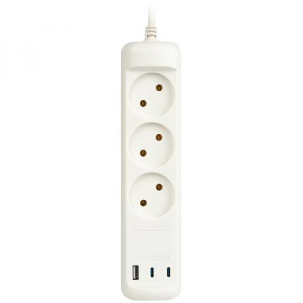 Удлинитель электрический U-3-3m-USB-W 3 розетки + 3xUSB A+C 3м 10А бел. Эра Б0069076 ТехноИмпульс