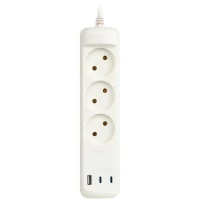 Удлинитель электрический U-3-3m-USB-W 3 розетки + 3xUSB A+C 3м 10А бел. Эра Б0069076 ТехноИмпульс