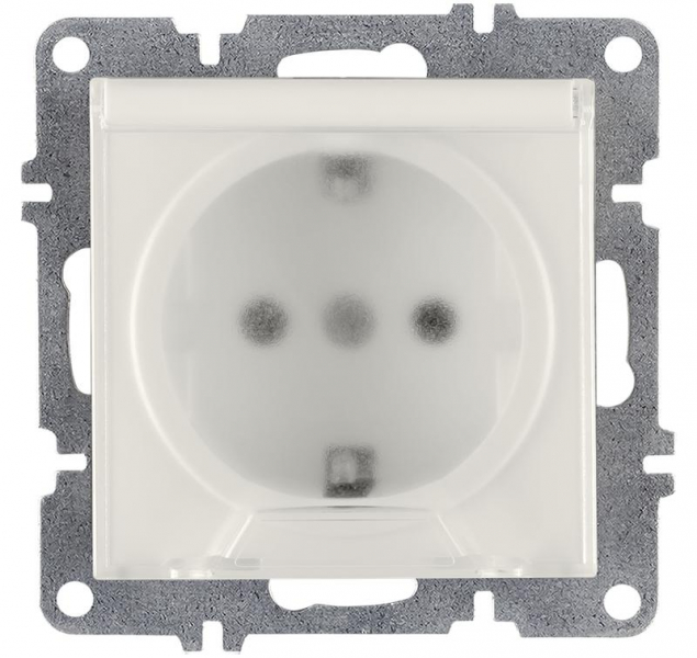 Розетка 1-м СП LAVIN/KAREN 16А IP20 с заземл. с крышкой механизм бел. ARVIA 50 01 1000 218 ТехноИмпульс