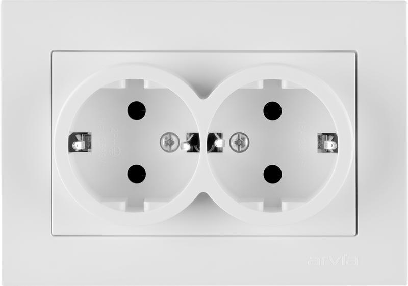 Розетка 2-м СП KAREN 16А IP20 с заземл. в сборе бел. ARVIA 20 01 1000 907 ТехноИмпульс