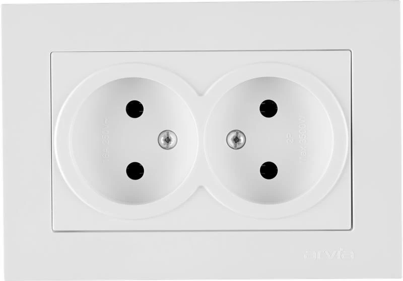 Розетка 2-м СП KAREN 16А IP20 без заземл. в сборе бел. ARVIA 20 01 1000 908 ТехноИмпульс