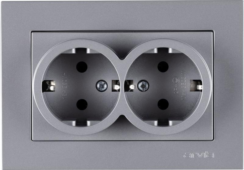 Розетка 2-м СП KAREN 16А IP20 с заземл. в сборе сер. ARVIA 20 03 2000 907 ТехноИмпульс