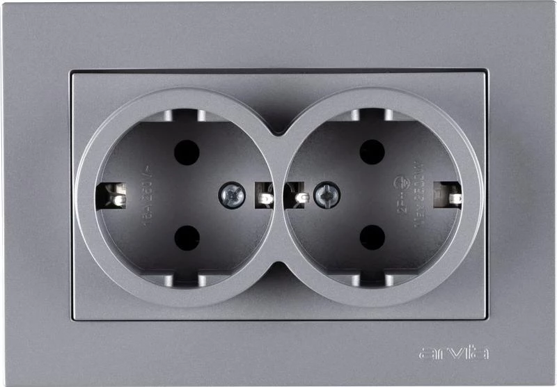 Розетка 2-м СП KAREN 16А IP20 с заземл. в сборе сер. ARVIA 20 03 2000 907 ТехноИмпульс