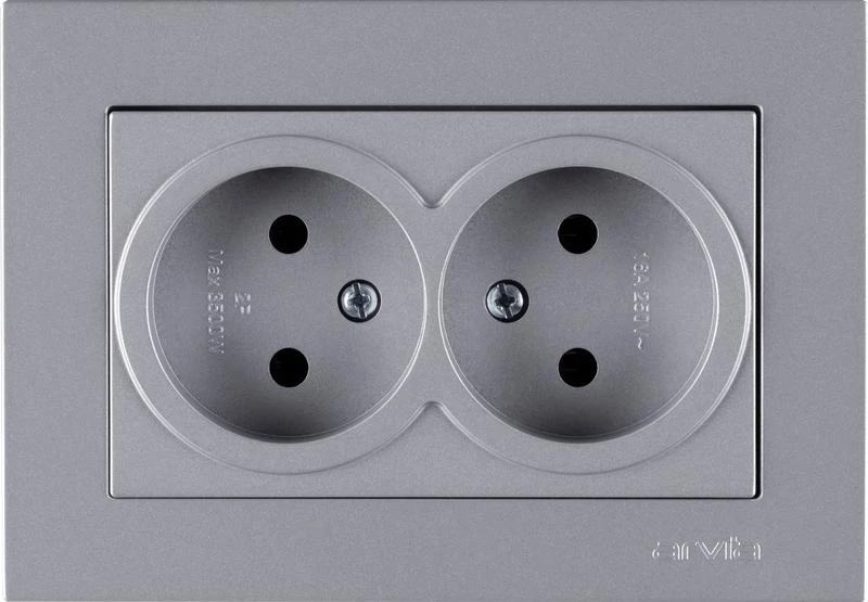 Розетка 2-м СП KAREN 16А IP20 без заземл. в сборе сер. ARVIA 20 03 2000 908 ТехноИмпульс