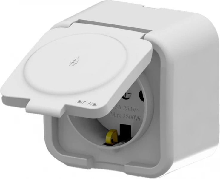 Розетка 1-м СП ARIA 16А IP20 с заземл. с крышкой бел. ARVIA 25 01 1000 218 ТехноИмпульс