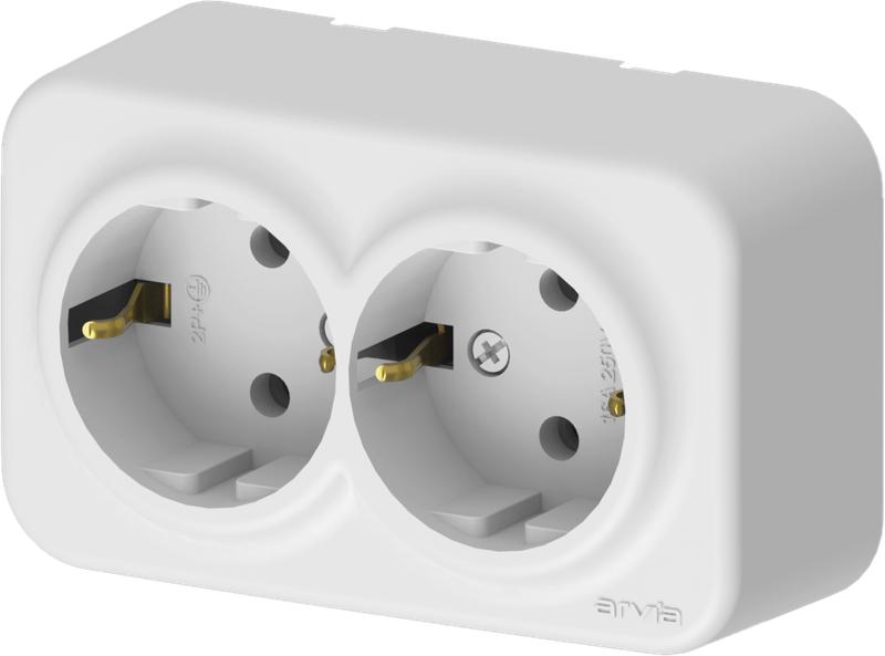 Розетка 2-м СП ARIA 16А IP20 с заземл. бел. ARVIA 25 01 1000 907 ТехноИмпульс