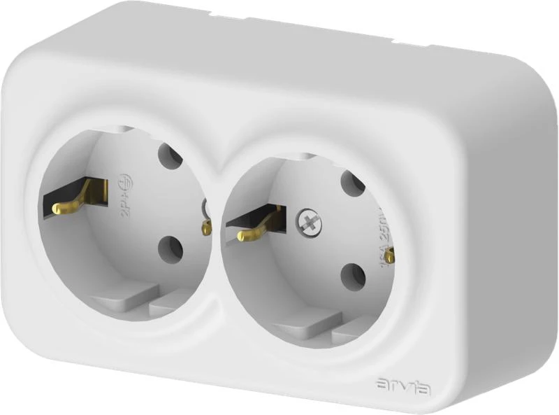 Розетка 2-м СП ARIA 16А IP20 с заземл. бел. ARVIA 25 01 1000 907 ТехноИмпульс
