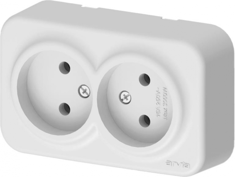 Розетка 2-м СП ARIA 16А IP20 без заземл. бел. ARVIA 25 01 1000 908 ТехноИмпульс