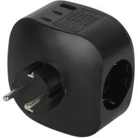 Разветвитель 3-м SP-3e-3USBAC-B + 3 USB A+C с заземл. со шторками 16А чер. Эра Б0069082 ТехноИмпульс