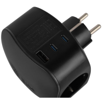 Разветвитель 3-м SP-3e-3USBAC-B + 3 USB A+C с заземл. со шторками 16А чер. Эра Б0069082 ТехноИмпульс