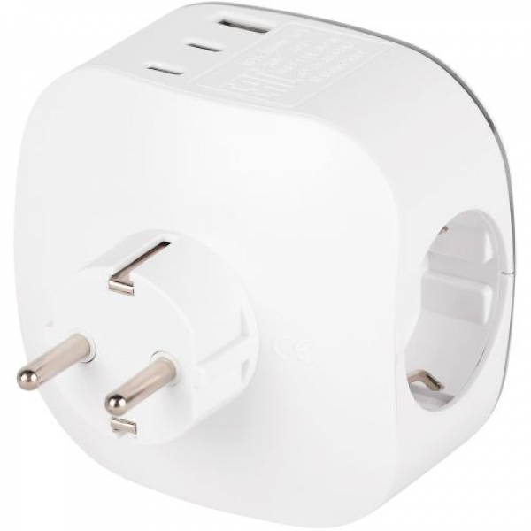 Разветвитель 3-м SP-3e-3USBAC-W + 3 USB A+C с заземл. со шторками 16А бел. Эра Б0069081 ТехноИмпульс