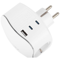 Разветвитель 3-м SP-3e-3USBAC-W + 3 USB A+C с заземл. со шторками 16А бел. Эра Б0069081 ТехноИмпульс