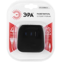 Разветвитель 4-м SP-4-3USBAC-B + 3 USB A+C со шторками 10А чер. Эра Б0069084 ТехноИмпульс