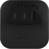 Разветвитель 4-м SP-4-3USBAC-B + 3 USB A+C со шторками 10А чер. Эра Б0069084 ТехноИмпульс