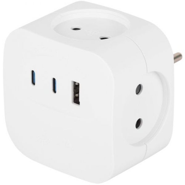 Разветвитель 4-м SP-4-3USBAC-W + 3 USB A+C со шторками 10А бел. Эра Б0069083 ТехноИмпульс