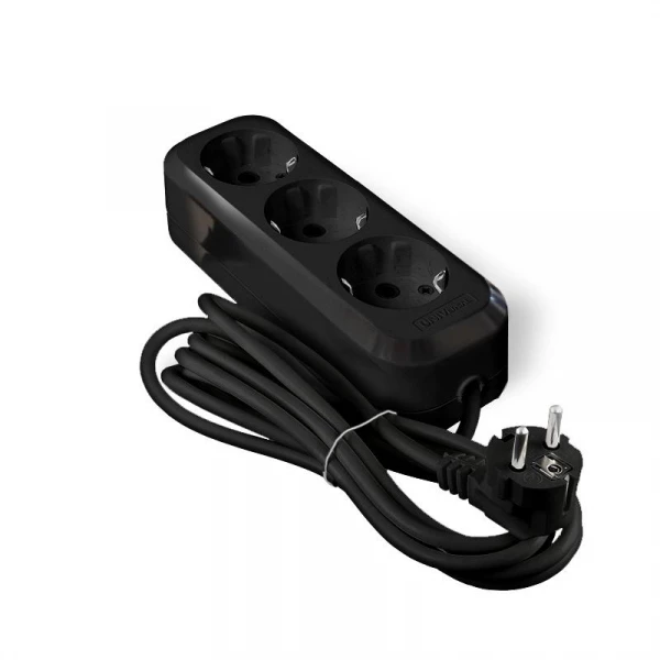 Удлинитель 3х2м с заземл. 16А IP20 Е-303 ПВС 3х1 АБС-пластик черн. UNIVersal 2180 ТехноИмпульс