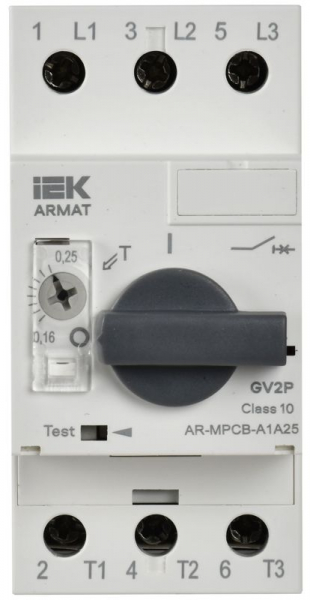 Выключатель автоматический защиты двигателя A1 GV2P 0.16-0.25А ARMAT IEK AR-MPCB-A1A25 ТехноИмпульс