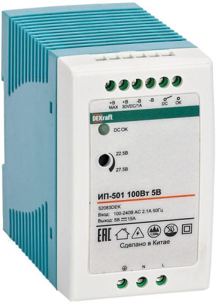 Источник питания импульсный 100Вт 12В 7.5А ИП-501 DEKraft 52084DEK ТехноИмпульс