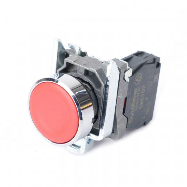 Кнопка модульная SB4 в сборе 22мм с возвратом металл 1НЗ красн. SE SB4BA42 ТехноИмпульс
