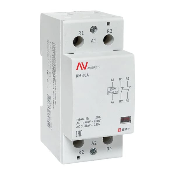 Контактор модульный КМ 40А 2NC 230В AC (2 мод.) AVERES EKF km-av-2-40-02-230V ТехноИмпульс