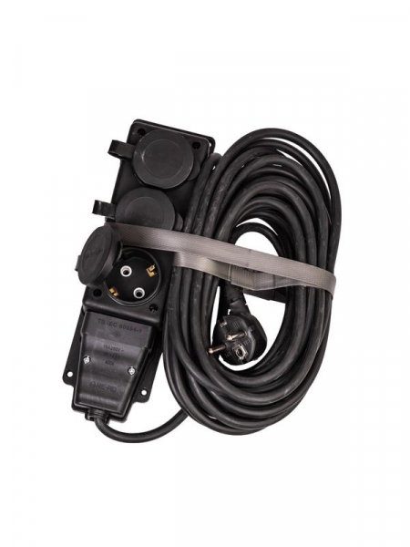 Удлинитель на каучуковой колодке 3х10м 16А IP44 250В 4кВт каучук КГ 3х2.5 черн. УХз16 Россия КОСМОС YKsm10m-3g(16A)KG-B ТехноИмпульс