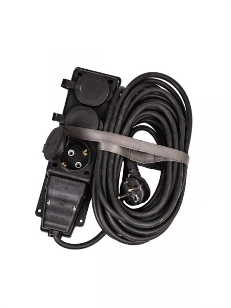 Удлинитель на каучуковой колодке 3х10м 16А IP44 250В 4кВт каучук КГ 3х2.5 черн. УХз16 Россия КОСМОС YKsm10m-3g(16A)KG-B ТехноИмпульс