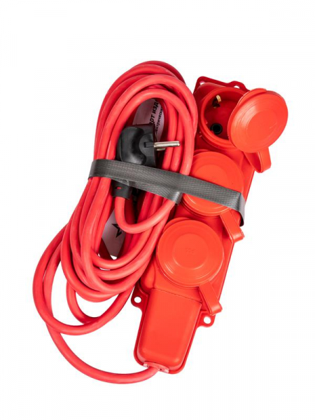 Удлинитель на каучуковой колодке 3х5м 16А IP44 250В 4кВт каучук КГ 3х2.5 красн. УХз16 Россия КОСМОС YKsm5m-3g(16A)KG-R ТехноИмпульс